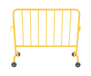 Vestil Steel Crowd Control Interlocking Barrier with Wheeled Feet - 47-1/2 In. Length - Yellow