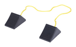 Vestil Molded Rubber Wheel Chock with Rope - 8 In. x 56 In. x 4 In. - Black