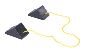 Vestil Molded Rubber Wheel Chock with Rope - 8 In. x 56 In. x 4 In. - Black