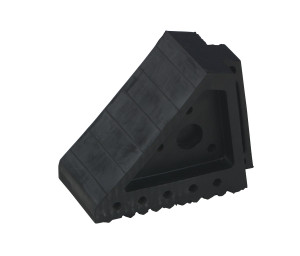 Vestil Molded Rubber Wheel Chock with Handle - 8 In. x 4 In. x 6 In. - Black