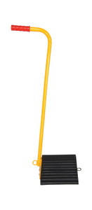 Vestil Molded Rubber Wheel Chock with Handle - 18-3/16 In. x 8 In. x 37-1/8 In. Max Load 15,000 lbs Black / - Yellow