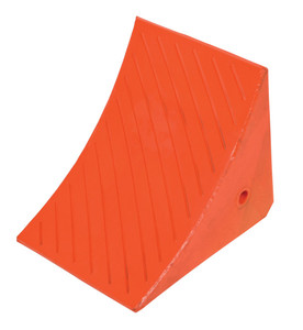 Vestil Urethane Jumbo Wheel Chock with Steel Studs - 17 In. x 14-1/2 In. x 14-1/2 In. 30 Ton - Orange