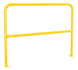Vestil Steel Pipe Safety Railing with Welded Baseplate - 5 Ft. Length - Yellow