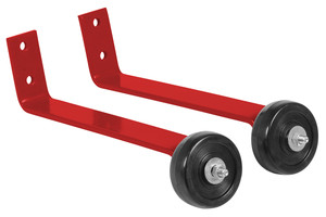 Vestil Steel Pipe Railing Barricade Base With Wheels - Red