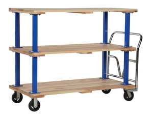 Vestil Hardwood Triple Deck Platform Cart 30 In x - 60 In 1,600 lb - Tan