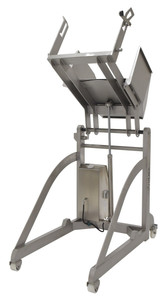 Vestil 304L Stainless Steel DC Powered Bin Dumper - 12 Volt 660 lb - Silver