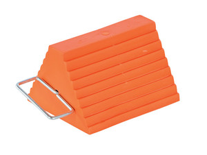 Vestil Urethane Standard Wheel Chock with Handle - 6 In. x 9-1/2 In. x 8 In. 20 Ton - Orange