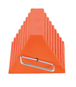 Vestil Urethane Standard Wheel Chock with Handle - 6 In. x 9-1/2 In. x 8 In. 20 Ton - Orange