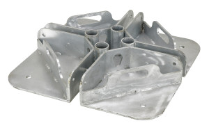Vestil Galvanized Steel Pipe Safety Railing Welded Base - 24 In. x 24 In. - Gray