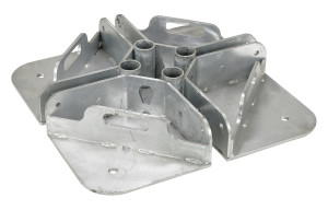 Vestil Galvanized Steel Pipe Safety Railing Welded Base - 24 In. x 24 In. - Gray