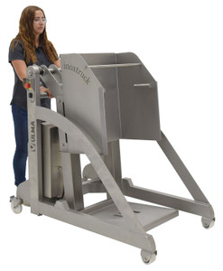 Vestil 304L Stainless Steel DC Powered Drum Dumper - 12 Volt 660 lb - Silver