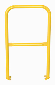 Vestil Steel Pipe Safety Railing with Welded Baseplate - 2 Ft. Length - Yellow