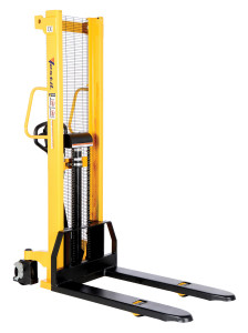 Vestil Steel Manual Stacker Fixed Forks/Legs - 2,000 lb Black / - Yellow