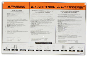 Vestil Aluminum Warning Sign With Hardware For Work Platforms - White