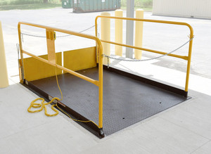 Vestil Steel Premium Truck Scissor Dock Lift 6 Ft x - 8 Ft 5,000 lb - Brown/Yellow