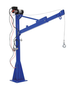 Vestil Steel DC Powered Jib Crane - 3-1/2 to 5-1/2 Ft. Boom 1,500 lb - Blue