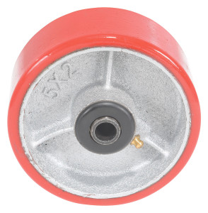 Vestil Polyurethane Wheel - 5 In. Diameter x 2 In. Width Red/Silver/Black 551 lb