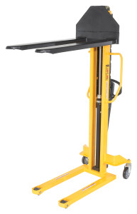 Vestil Steel Manual Stacker Narrow Mast Fixed Forks/Legs - 1,000 lb Black / - Yellow
