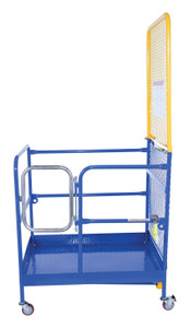 Vestil Steel Work Platform With Poly Casters and - 84 In. Expanded Back 36 In. x 48 In. 1,000 lb - Blue