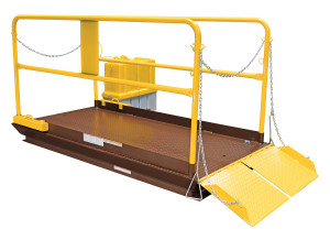 Vestil Steel Premium Truck Scissor Dock Lift 7 Ft x - 10 Ft 12,000 lb - Brown/Yellow
