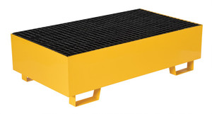 Vestil Steel Drum Retention Basin - 49 In. x 27 In. x 14 In. 1,200 lb - Yellow