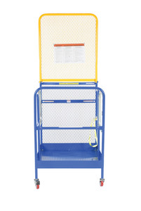 Vestil Steel Work Platform With 2 Door Entry, Poly Casters, and - 84 In. Expanded Back 36 In. x 36 In. 1,000 lb - Blue