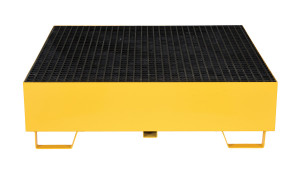 Vestil Steel Drum Retention Basin - 49 In. x 49 In. x 14 In. 2,400 lb - Yellow