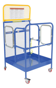 Vestil Steel Work Platform With 2 Door Entry and Poly Casters - 36 In. x 36 In. 1,000 lb - Blue