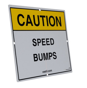 Vestil Aluminum Reflective Speed Bump Sign - 1/8 In. x 11-3/4 In. x 10-3/4 In. - White