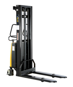 Vestil Steel Fixed Stacker with Powered Lift - 118 In. Raised Height 2,000 lb Black / - Yellow