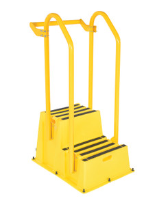 Vestil Polyethylene Nestable with Hand and Back Rails Casters - 2 Step 500 lb - Yellow