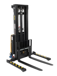 Vestil Steel Adjustable Stacker with Power Traction Drive System - 137 In. Raised Height 2,000 lb Black / - Yellow