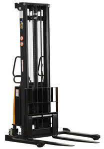 Vestil Steel Adjustable Stacker with Powered Lift - 150 In. Raised Height 2,000 lb Black / - Yellow