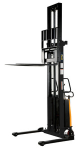 Vestil Steel Adjustable Stacker with Powered Lift - 150 In. Raised Height 2,000 lb Black / - Yellow