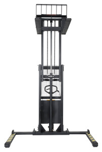 Vestil Steel/Plastic Hand Pump DC Powered Stacker with Adjustable Forks and Legs - 98 In. Raised Height 2,000 lb Black / - Yellow