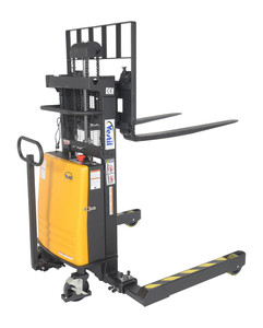 Vestil Steel Adjustable Stacker with Powered Lift - 36 In. Raised Height 3,000 lb - Black