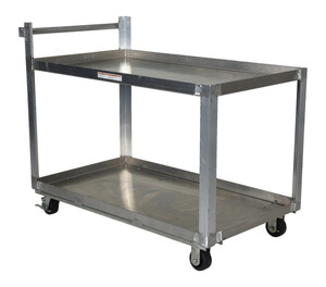 Vestil Aluminum Service Cart - 2 Shelves 42-1/4 In. x 27-7/8 In. x 40-1/2 In. 660 lb - Silver