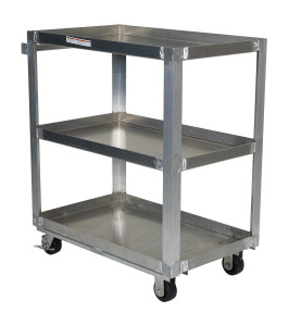 Vestil Aluminum Service Cart - 3 Shelves 35-7/8 In. x 21-15/16 In. x 41-3/4 In. 660 lb - Silver