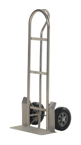 Vestil Stainless Steel Heavy Duty P-Handle Truck with Hard Rubber Wheels - 600 lb - Silver