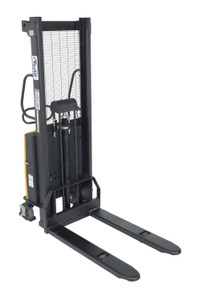Vestil Steel Fixed Stacker with Powered Lift - 63 In. Raised Height 2,000 lb - Yellow