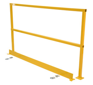 Vestil Steel Safety Handrail with Hardware and Toe Board - 74-1/2 In. x 4 In. x 42 In. - Yellow
