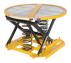 Vestil Steel Open Manual Carousel Top Spring Scissor Table - 4,500 lb Black / - Yellow