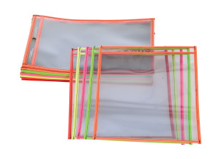 Vestil Vinyl Shop Ticket Holder Neon 25 Pack - 13-3/8 x 10-1/2 In. x 1/16 In. - Clear