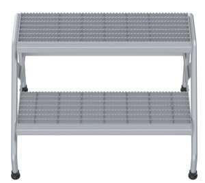 Vestil Aluminum 2 Step Wide Stand - 500 lb - Silver