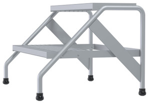 Vestil Aluminum 2 Step Wide Stand - 500 lb - Silver