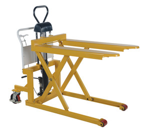 Vestil Steel Tote-A-Load Ergonomic Foot Pump Hydraulic Power Fork Size - 27 In. x 43 In. 2,200 lb - Yellow