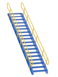 Vestil Steel 18 Step Modular Style Stairway Top Step - 132 In. 1,000 lb Blue / - Yellow