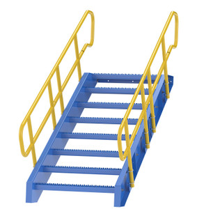 Vestil Steel 8 Step Modular Style Stairway Top Step - 60 In. 1,000 lb Blue / - Yellow