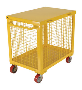 Vestil Steel Tool Box Expanded Metal - 13 Cubic Feet 24 In. x 36 In. 2,000 lb - Yellow