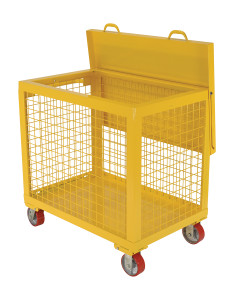 Vestil Steel Tool Box Expanded Metal - 13 Cubic Feet 24 In. x 36 In. 2,000 lb - Yellow